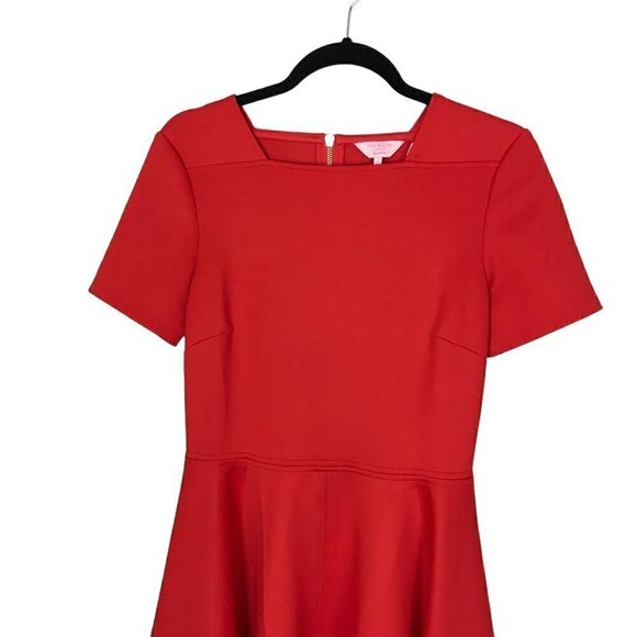 Ted Baker Meddie Red/Orange Fit & Flare Full Circle Skater Mini Dress Size 2 - Picture 4 of 9